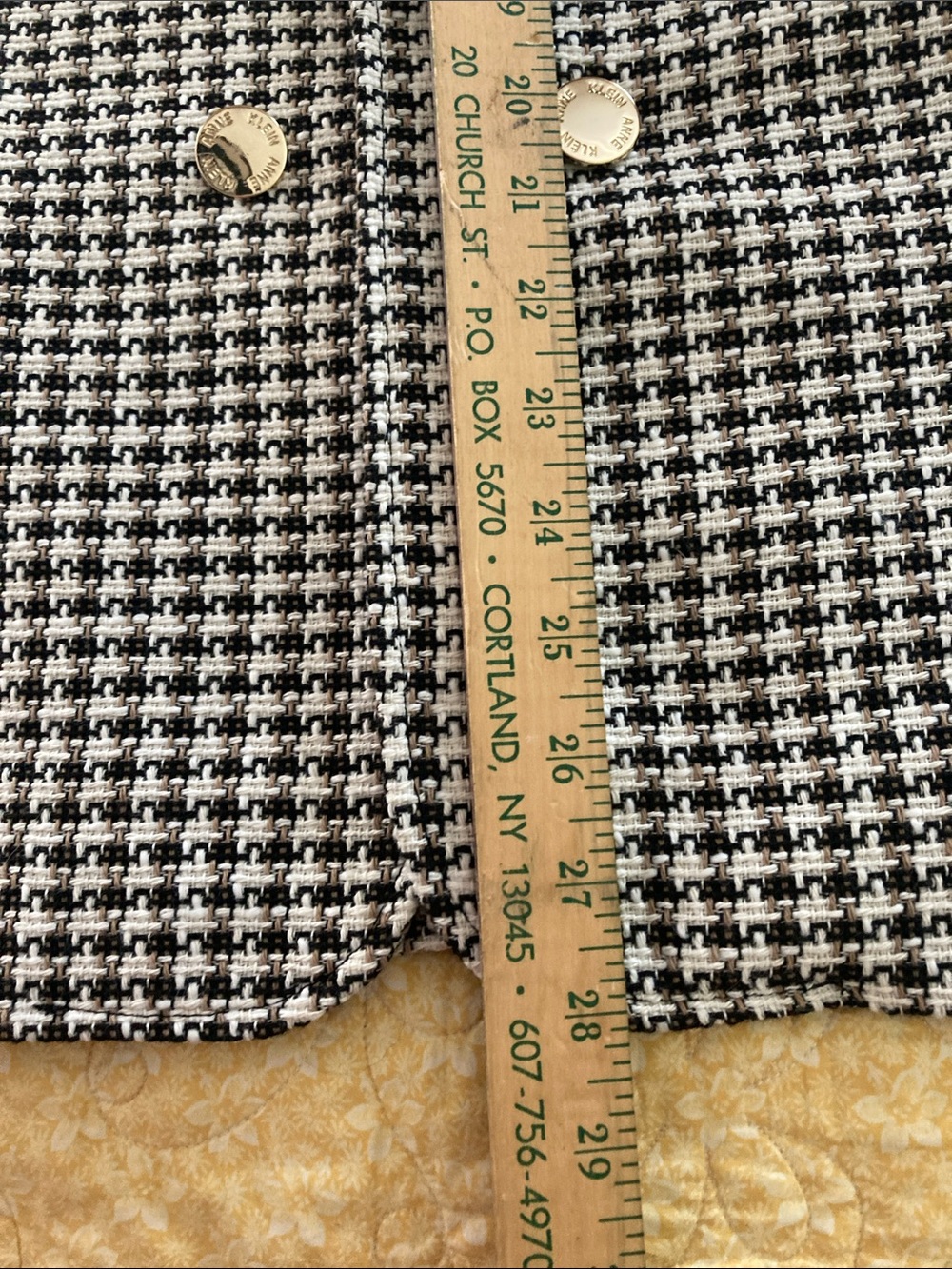 Anne Klein tweed double breasted open front blazer black off white tan classic - Picture 14 of 14